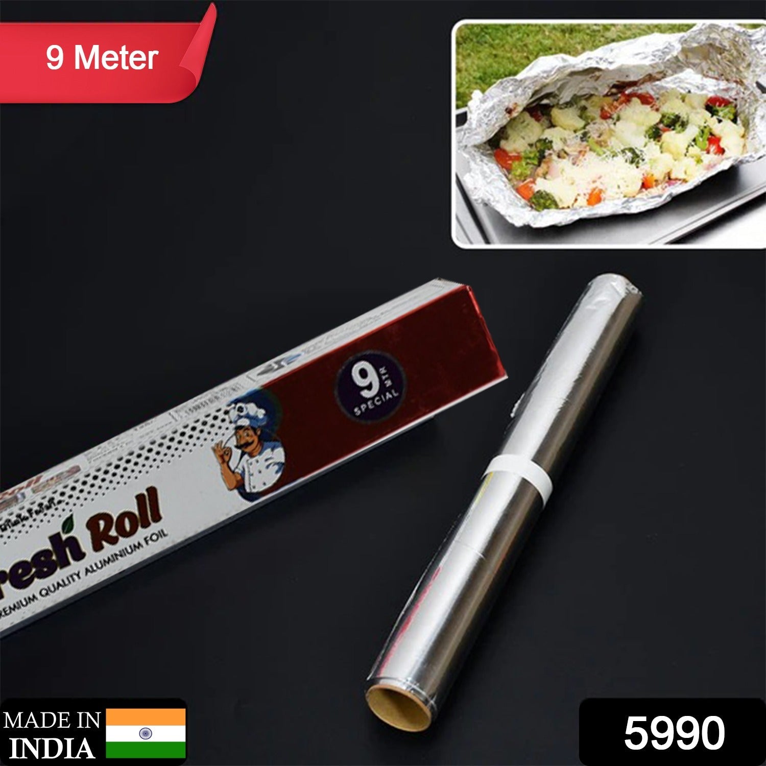5990 Aluminum Foil Roll Heavy Duty Non Stick Thick Aluminum Foil Sheet Baking Grilling Tool (9 Mtr) 5990 Aluminum Foil Roll Heavy Duty Non Stick Thick Aluminum Foil Sheet Baking Grilling Tool (9 Mtr)